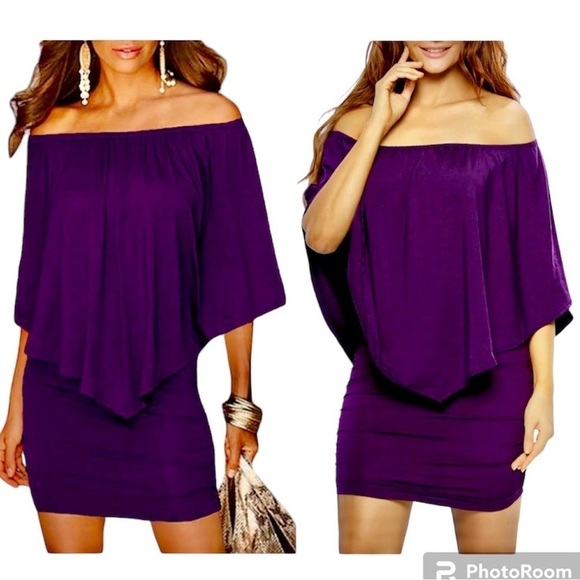 Unbranded Dresses & Skirts - Women Off Shoulder Ruffles Bodycon Mini Dress, size L EUC